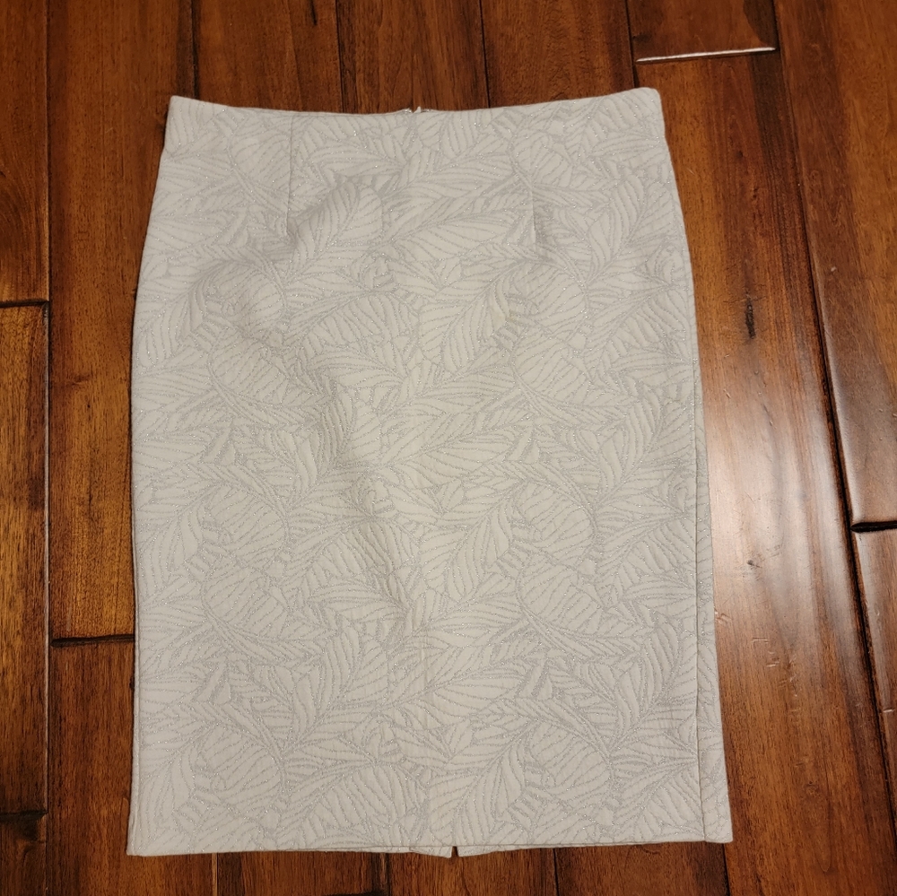 Cream & Silver Print Context Skirt
